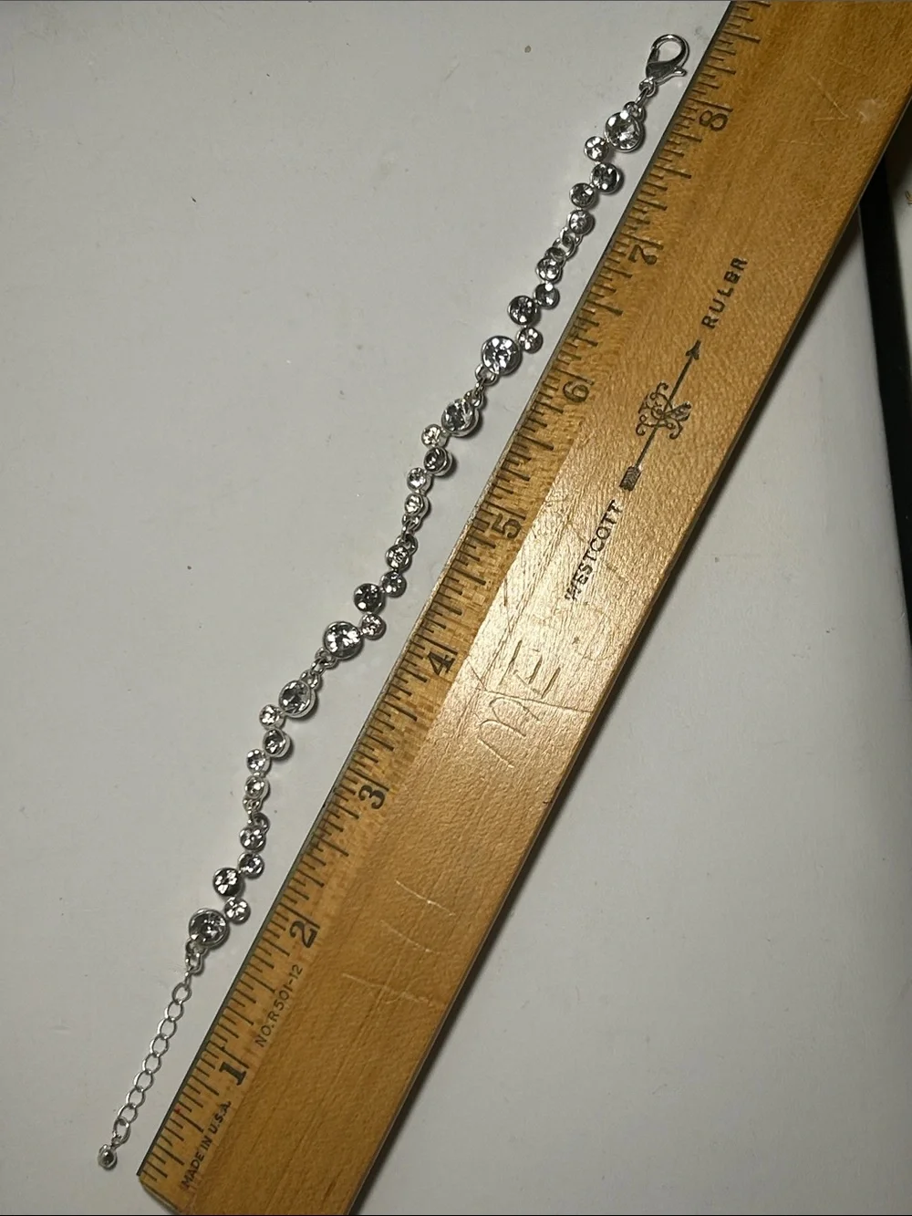 Crystal Round Link Silver Tone Bracelet